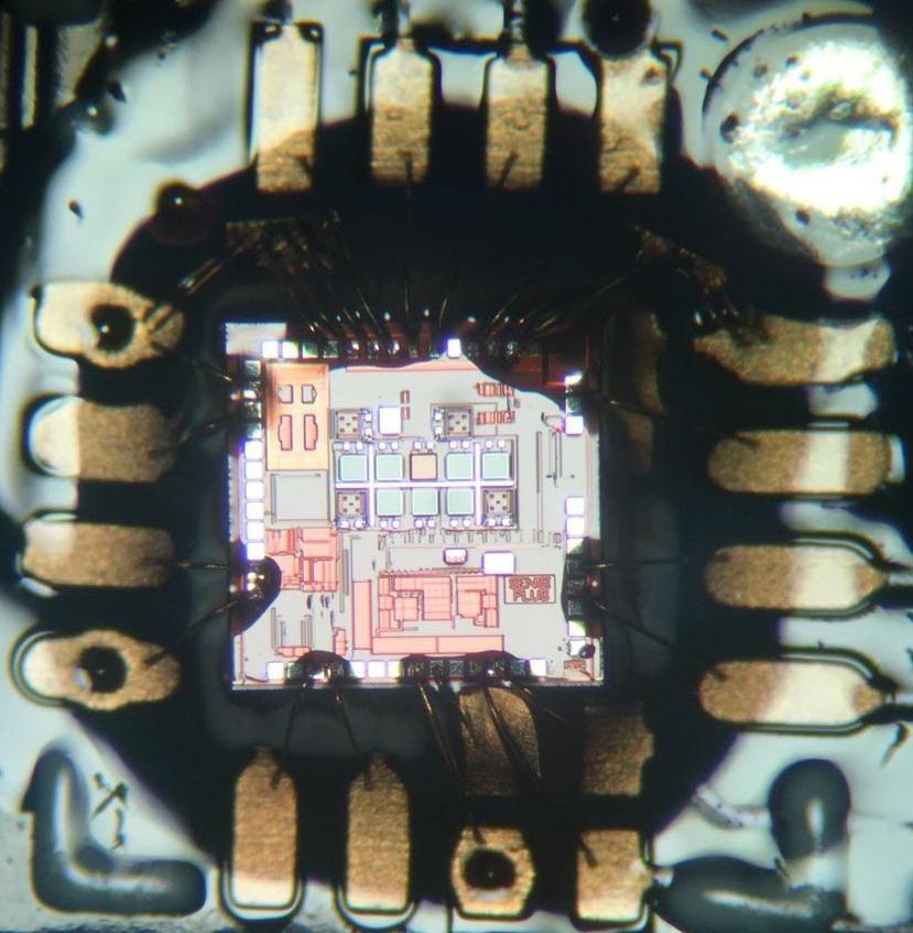 Chip SENSIPLUS montato su una scheda applicativa