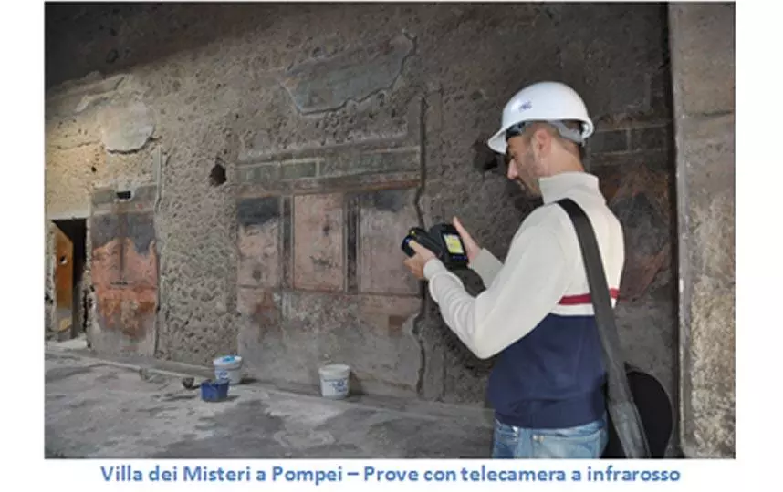 villa dei misteri a Pompei - Prove con telecamera a infrarosso